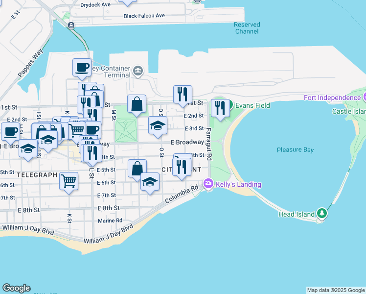 map of restaurants, bars, coffee shops, grocery stores, and more near 81 P Street in Boston