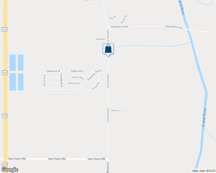 map of restaurants, bars, coffee shops, grocery stores, and more near 6280 Lansing Avenue in Jackson