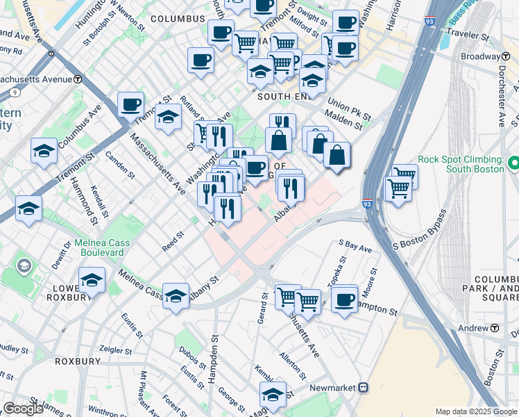 map of restaurants, bars, coffee shops, grocery stores, and more near 78 East Concord Street in Boston