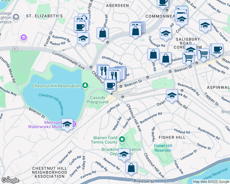 map of restaurants, bars, coffee shops, grocery stores, and more near in Boston