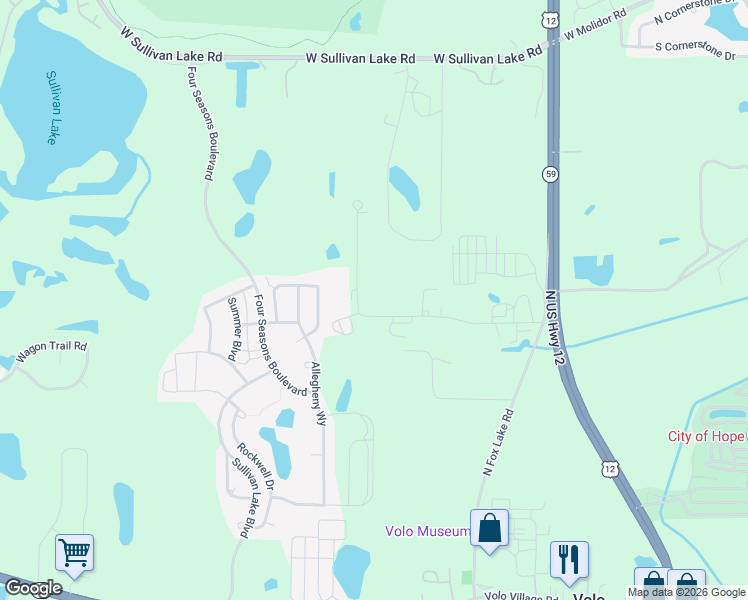 map of restaurants, bars, coffee shops, grocery stores, and more near 27973-28091 West Concrete Drive in Lakemoor
