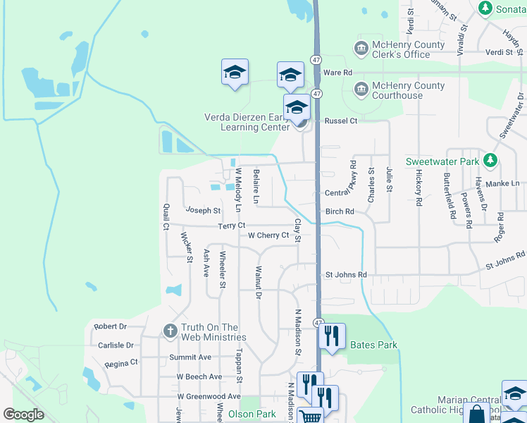 map of restaurants, bars, coffee shops, grocery stores, and more near 137 Peachtree Lane in Woodstock