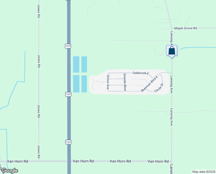 map of restaurants, bars, coffee shops, grocery stores, and more near 1251 White Oak West in Jackson
