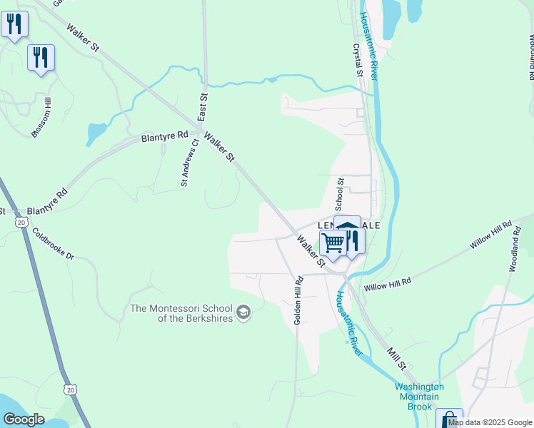 map of restaurants, bars, coffee shops, grocery stores, and more near 470 Walker Street in Lenox