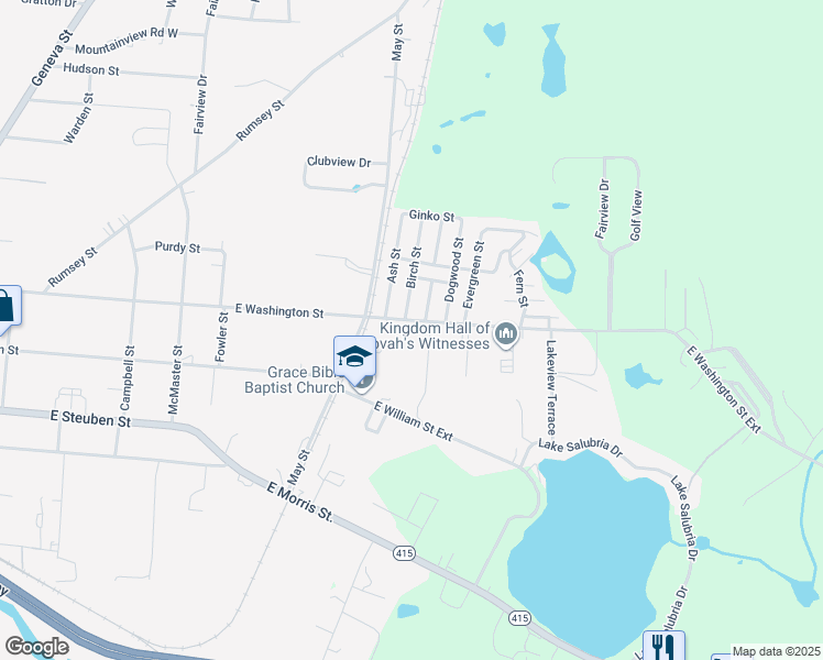 map of restaurants, bars, coffee shops, grocery stores, and more near 6922 East Washington Street Extension in Bath