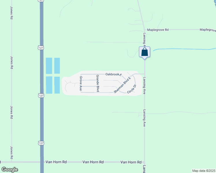 map of restaurants, bars, coffee shops, grocery stores, and more near 1141 White Oak East in Jackson
