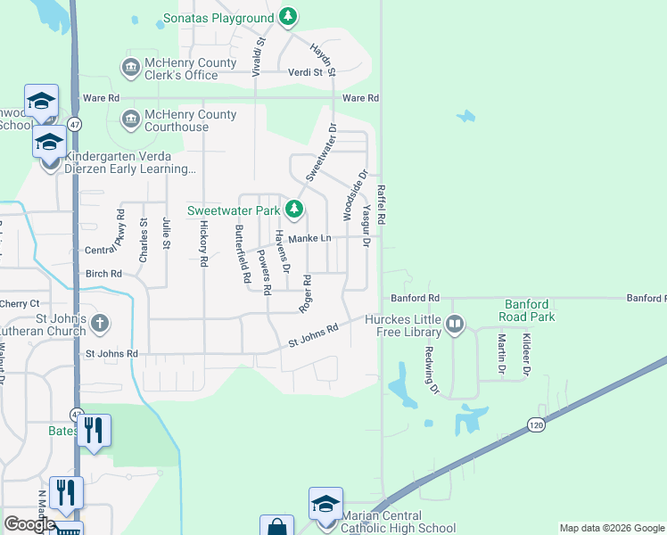 map of restaurants, bars, coffee shops, grocery stores, and more near 1710 Sebastian Drive in Woodstock