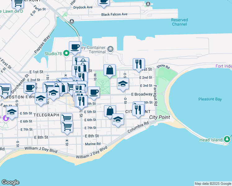 map of restaurants, bars, coffee shops, grocery stores, and more near in Boston