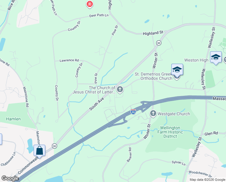 map of restaurants, bars, coffee shops, grocery stores, and more near 680 South Avenue in Weston