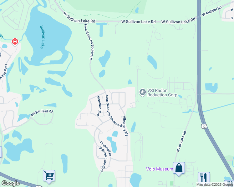 map of restaurants, bars, coffee shops, grocery stores, and more near 32494 Allegheny Way in McHenry
