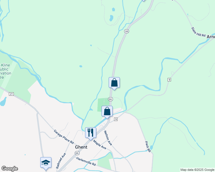 map of restaurants, bars, coffee shops, grocery stores, and more near 2424 New York 66 in Chatham