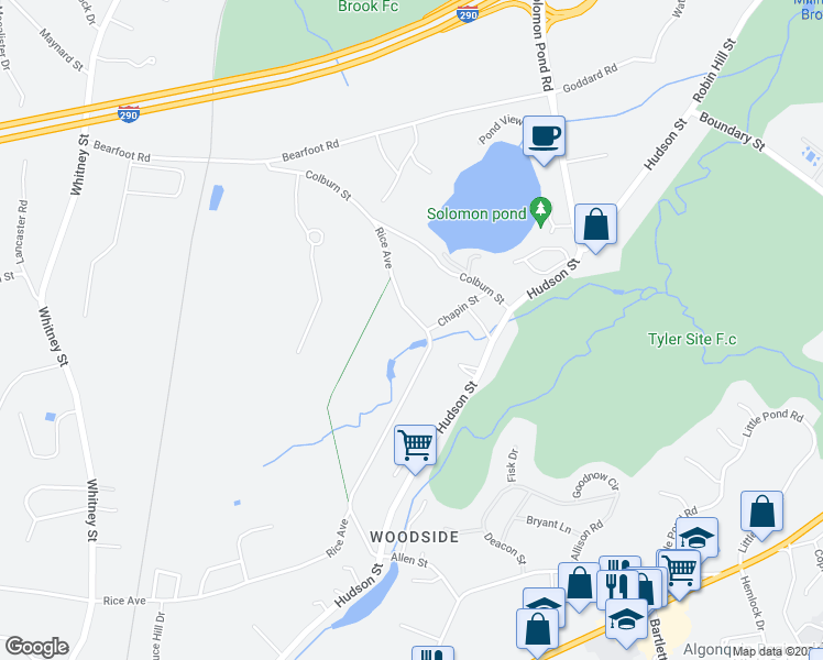 map of restaurants, bars, coffee shops, grocery stores, and more near 253 Rice Avenue in Northborough