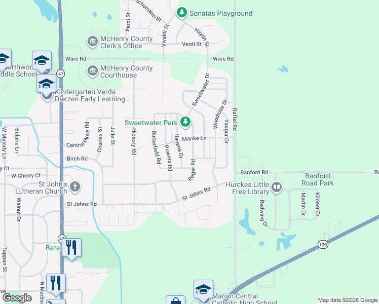 map of restaurants, bars, coffee shops, grocery stores, and more near 1751 Roger Road in Woodstock