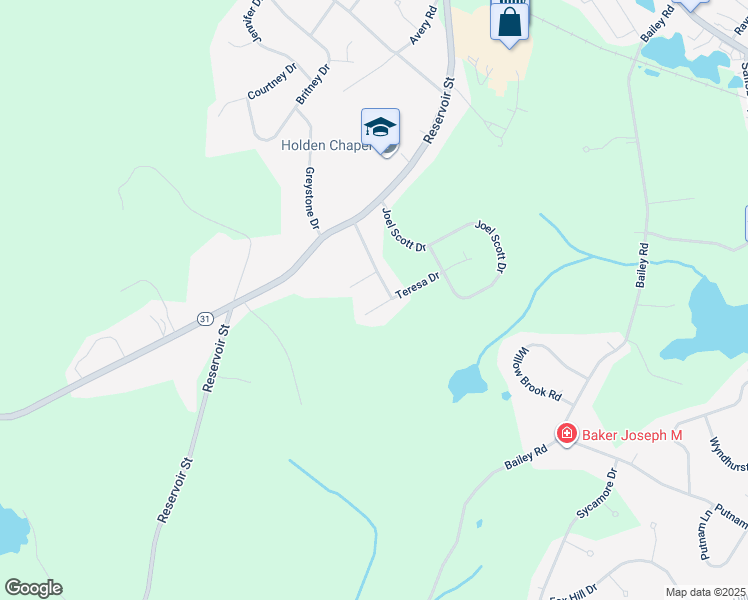 map of restaurants, bars, coffee shops, grocery stores, and more near 8 Teresa Drive in Holden