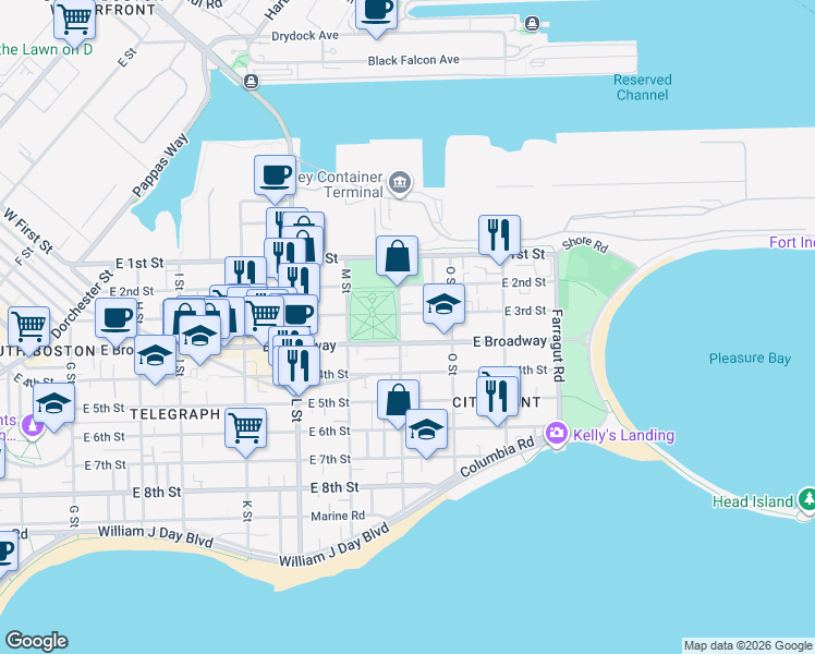 map of restaurants, bars, coffee shops, grocery stores, and more near in Boston