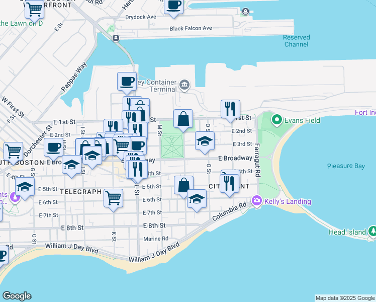 map of restaurants, bars, coffee shops, grocery stores, and more near in Boston