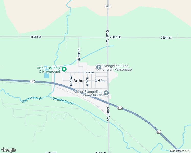map of restaurants, bars, coffee shops, grocery stores, and more near 154 Maple Street in Arthur