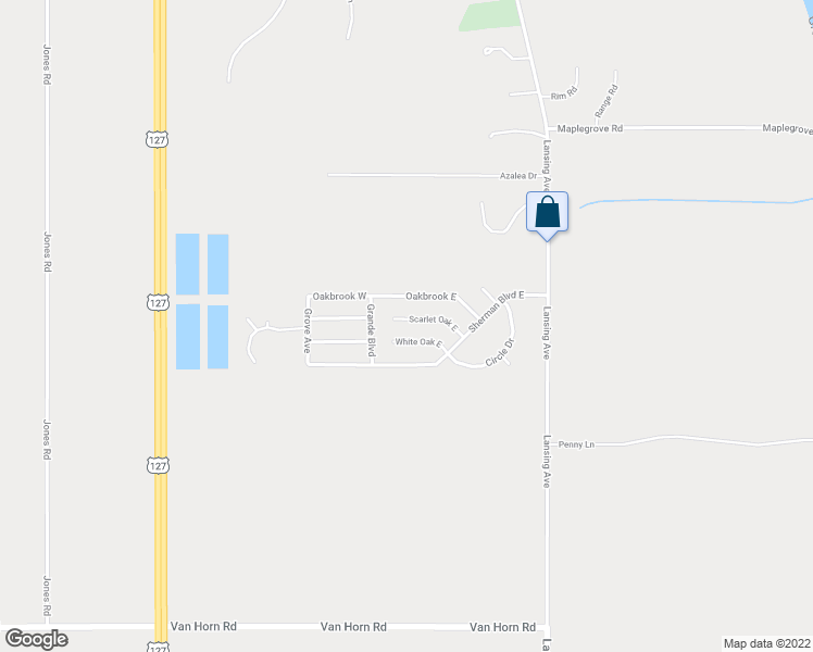 map of restaurants, bars, coffee shops, grocery stores, and more near 1141 White Oak East in Jackson