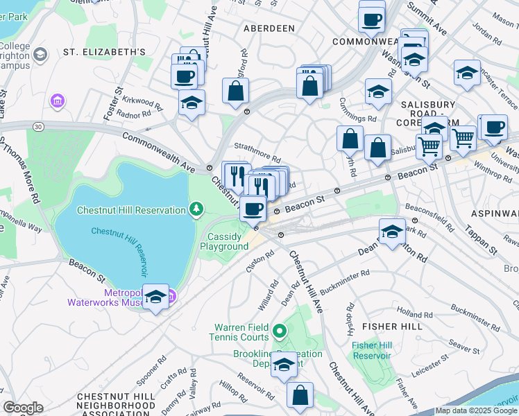 map of restaurants, bars, coffee shops, grocery stores, and more near in Boston