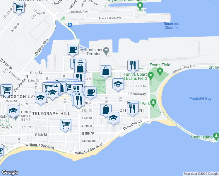 map of restaurants, bars, coffee shops, grocery stores, and more near in Boston