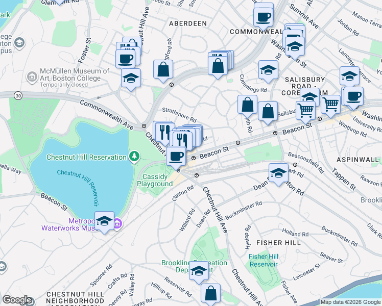 map of restaurants, bars, coffee shops, grocery stores, and more near in Boston