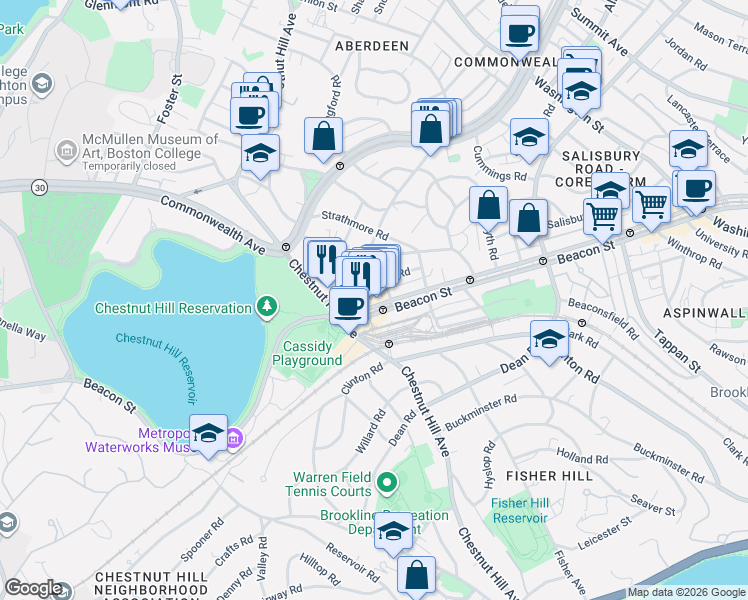 map of restaurants, bars, coffee shops, grocery stores, and more near in Boston