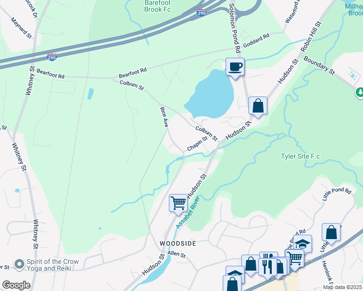 map of restaurants, bars, coffee shops, grocery stores, and more near 253 Rice Avenue in Northborough