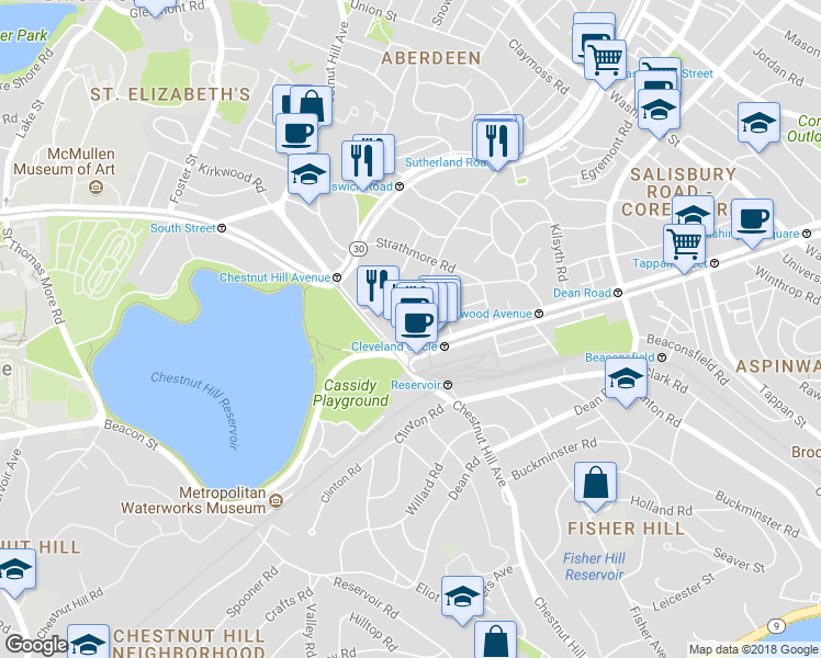 map of restaurants, bars, coffee shops, grocery stores, and more near in 