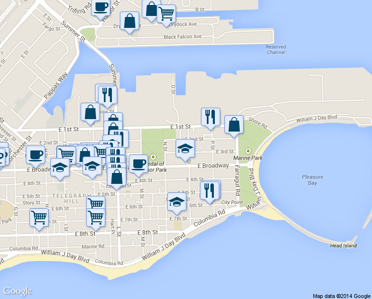 map of restaurants, bars, coffee shops, grocery stores, and more near 27 O Street in Boston