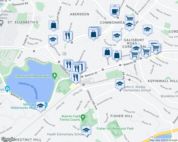 map of restaurants, bars, coffee shops, grocery stores, and more near in 