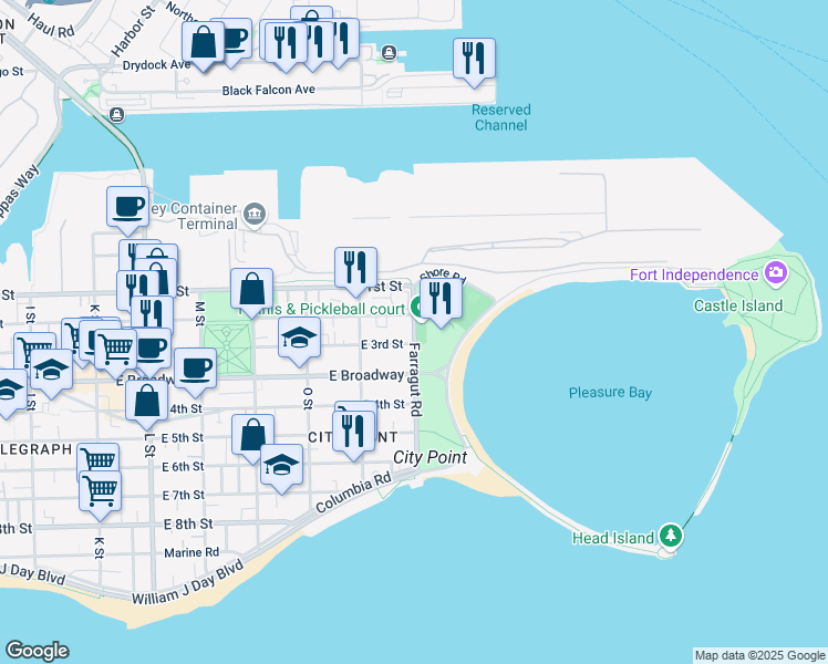 map of restaurants, bars, coffee shops, grocery stores, and more near in Boston