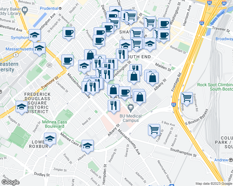 map of restaurants, bars, coffee shops, grocery stores, and more near 21 Father Francis Gilday Street in Boston