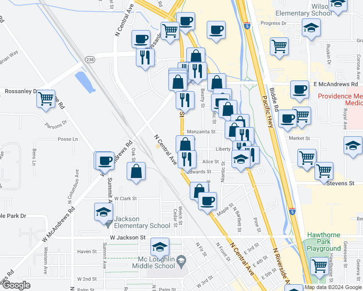map of restaurants, bars, coffee shops, grocery stores, and more near Sleppy Mine 38-2-26.1 Road in Jacksonville