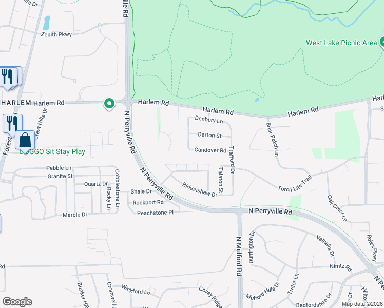 map of restaurants, bars, coffee shops, grocery stores, and more near 5846 Candover Road in Loves Park