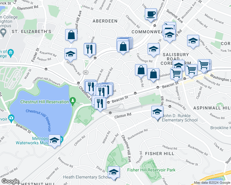 map of restaurants, bars, coffee shops, grocery stores, and more near in 