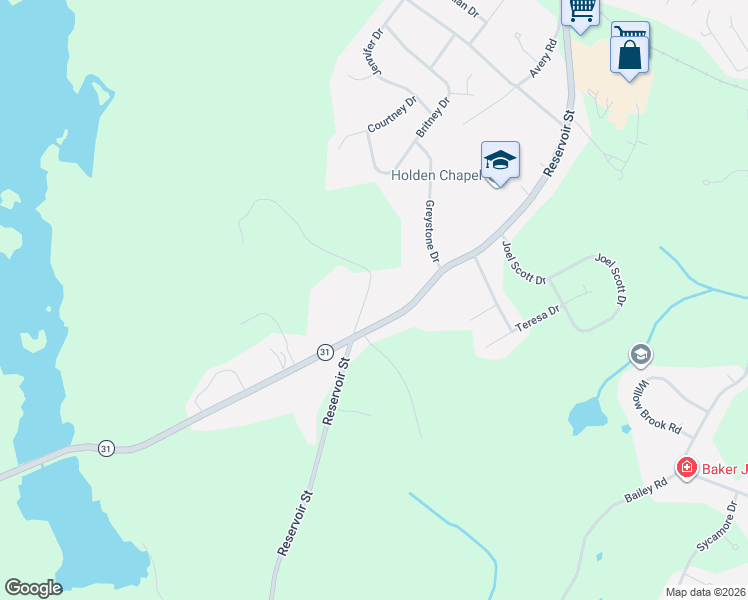 map of restaurants, bars, coffee shops, grocery stores, and more near 41 Mixter Road in Holden