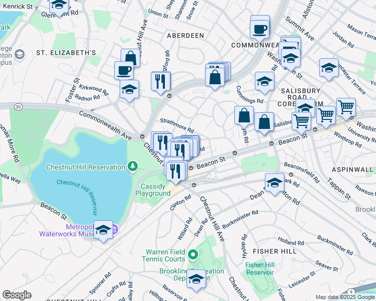 map of restaurants, bars, coffee shops, grocery stores, and more near 104 Englewood Avenue in Boston