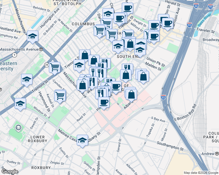 map of restaurants, bars, coffee shops, grocery stores, and more near 21 Father Francis Gilday Street in Boston