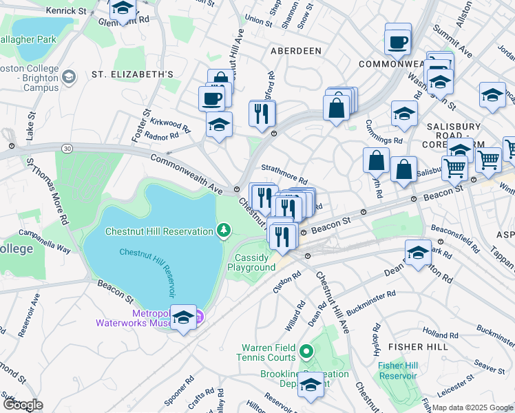 map of restaurants, bars, coffee shops, grocery stores, and more near in Boston
