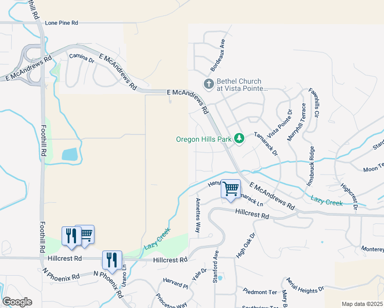 map of restaurants, bars, coffee shops, grocery stores, and more near 789 Sonoma Court in Medford