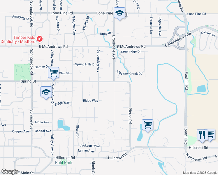 map of restaurants, bars, coffee shops, grocery stores, and more near 2333 Derry Court in Medford
