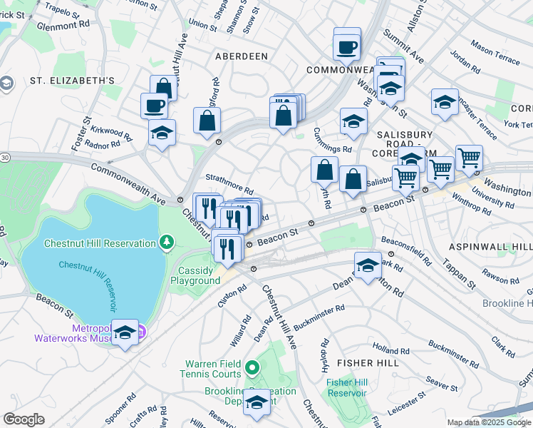 map of restaurants, bars, coffee shops, grocery stores, and more near 11 Orkney Road in Boston