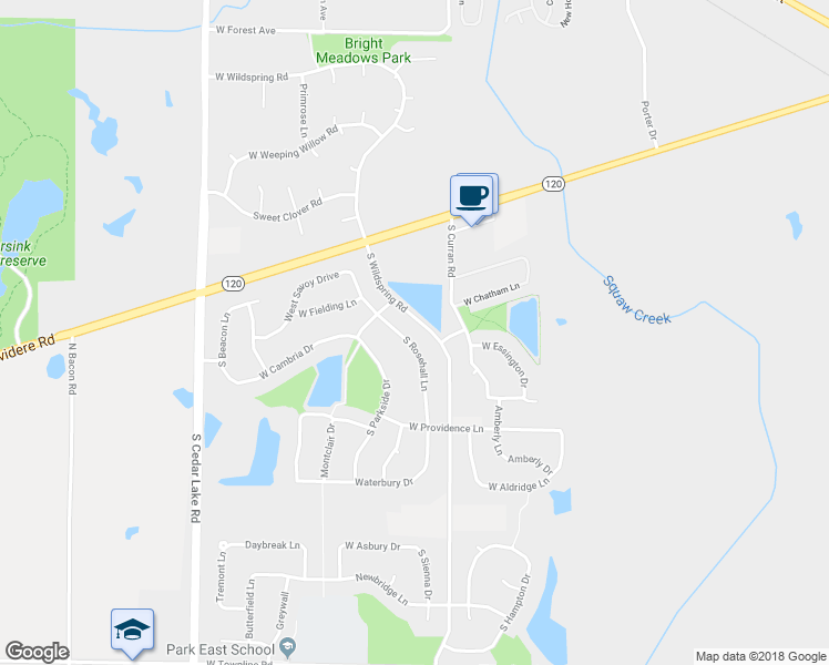 map of restaurants, bars, coffee shops, grocery stores, and more near 583 S Rosehall Ln in Round Lake