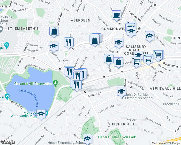 map of restaurants, bars, coffee shops, grocery stores, and more near in 