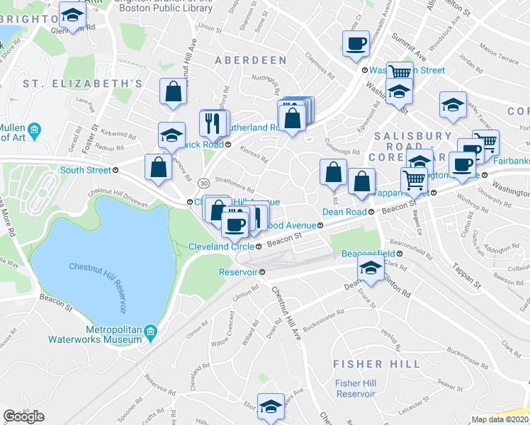 map of restaurants, bars, coffee shops, grocery stores, and more near 11 Orkney Road in Boston