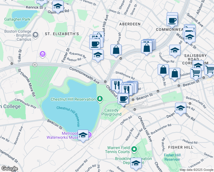 map of restaurants, bars, coffee shops, grocery stores, and more near in Boston
