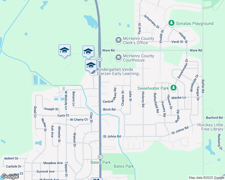 map of restaurants, bars, coffee shops, grocery stores, and more near 1965 Sheila Street in Woodstock