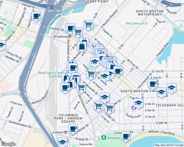 map of restaurants, bars, coffee shops, grocery stores, and more near 169 Flaherty Way in Boston