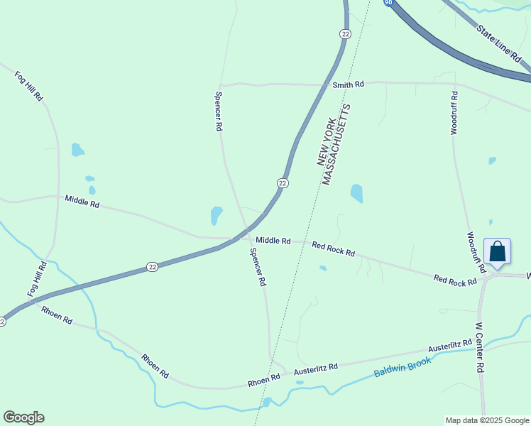 map of restaurants, bars, coffee shops, grocery stores, and more near 12443 New York 22 in Austerlitz