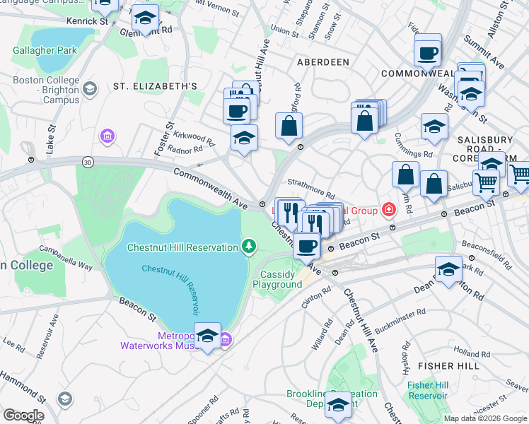 map of restaurants, bars, coffee shops, grocery stores, and more near in Boston
